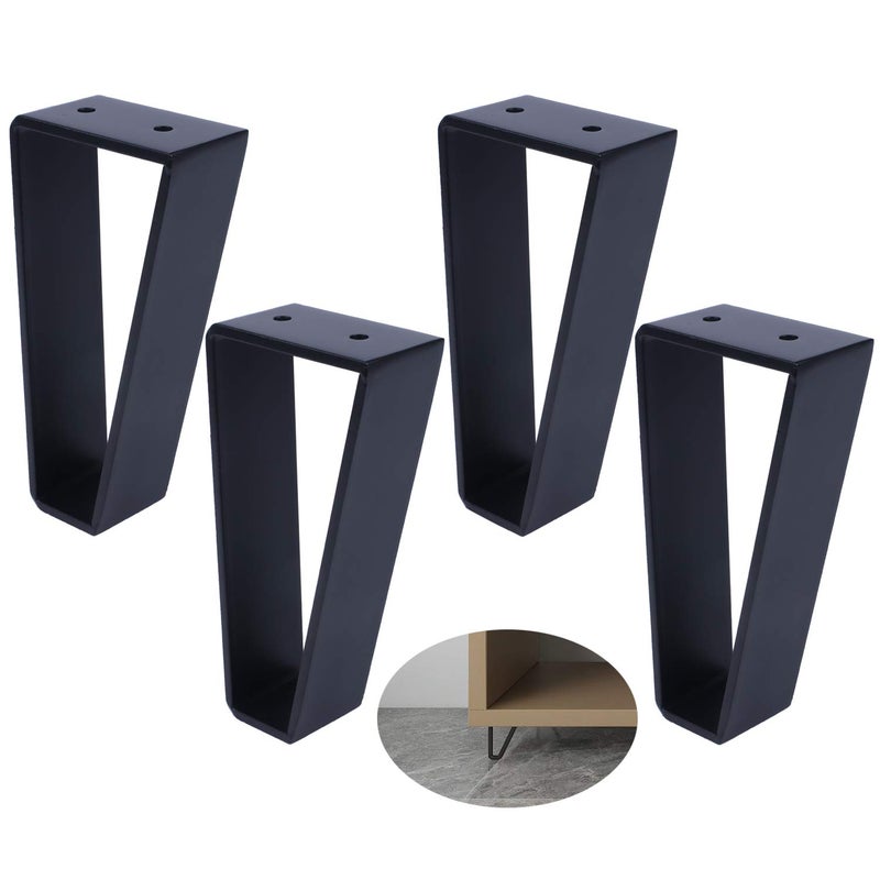 Osring 6 Inch Trapezoid Furniture Legs 4pcs, Solid Steel Furniture Hairpin Leg for Side Table, TV Stand and Cabinet, Black - Image 1